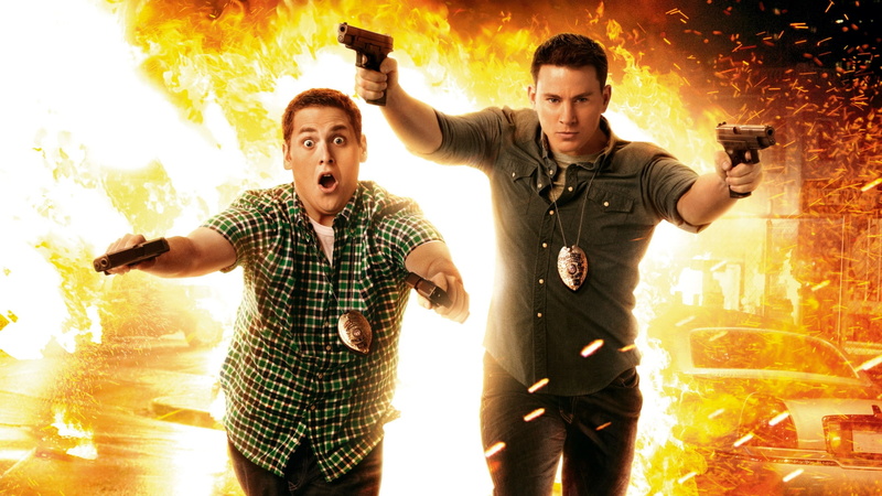 weapon, males, holding, men, three quarter length, Movies, explosion, real people, warning sign, front view, aggression, jonah hill, togetherness, people