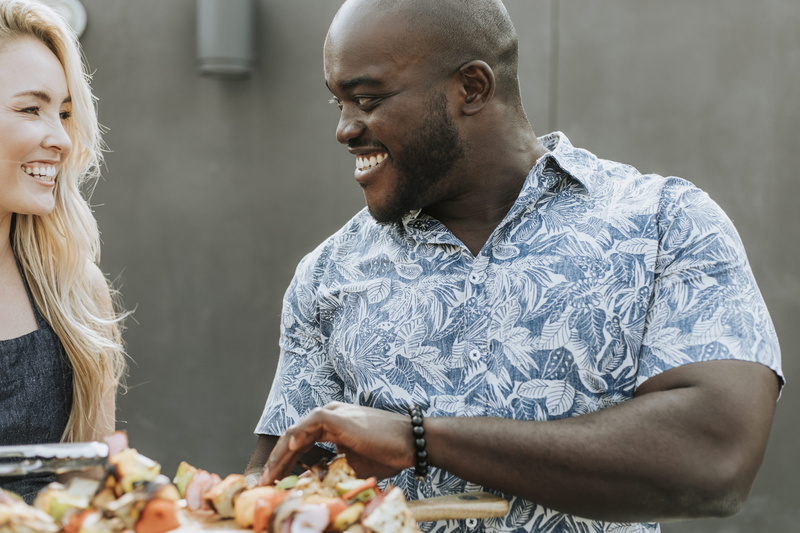 smiling, bonding, blue, child, casual clothing, friendship, s, two people, daylight, togetherness, smile, portrait, diverse, skewer, serving, couple, blonde