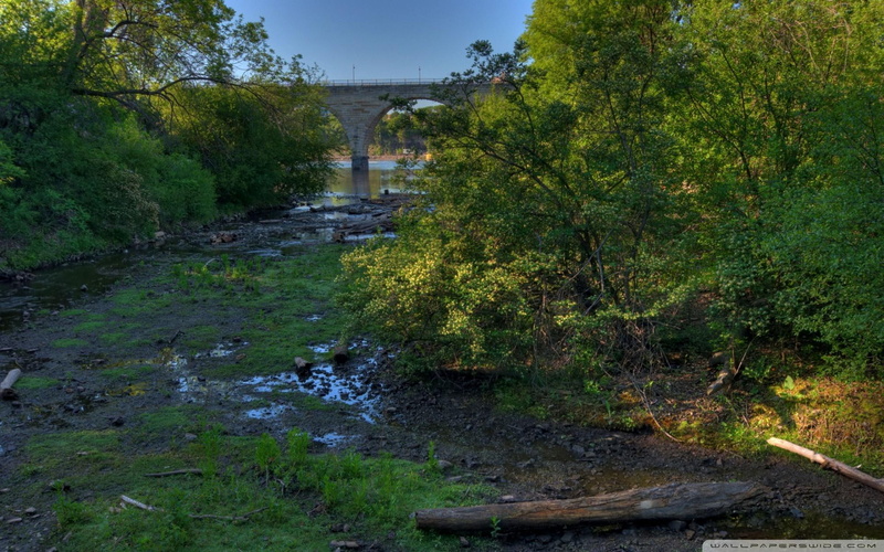 1080P, trees, stone, bridge, arch, river, nature and landscapes, minnesota