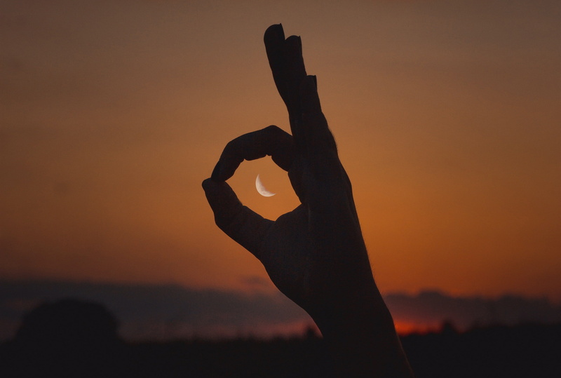 HAND, 2K, FINGERS, The MOON, SIGN, NIGHT, SILHOUETTES, OK), PALM