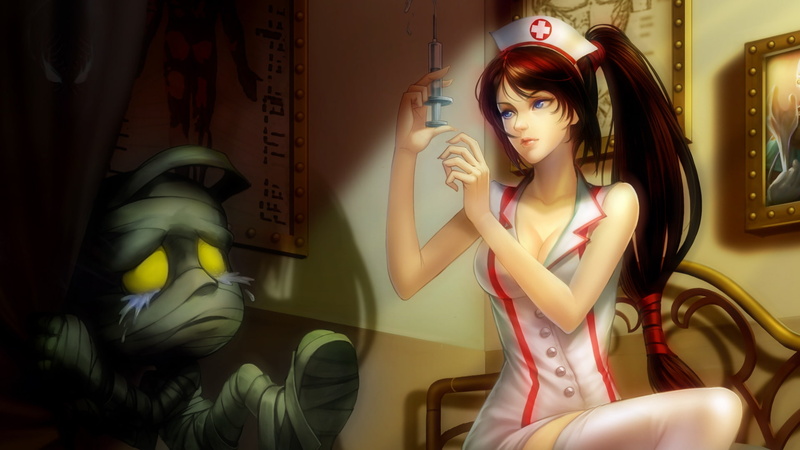 akali, games, brown, female, haired, 1080P, legends, character, shot, lol, anime, nurse, league