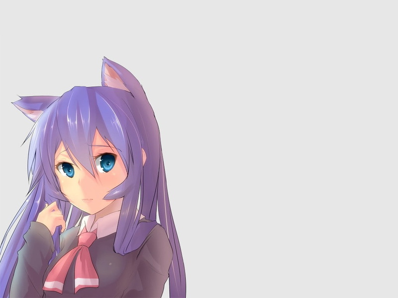 Tsumiki Miniwa, girls, indoors, leisure activity, copy space, purple, anime girls, looking at camera, young women, childhood, headshot, one person, representation