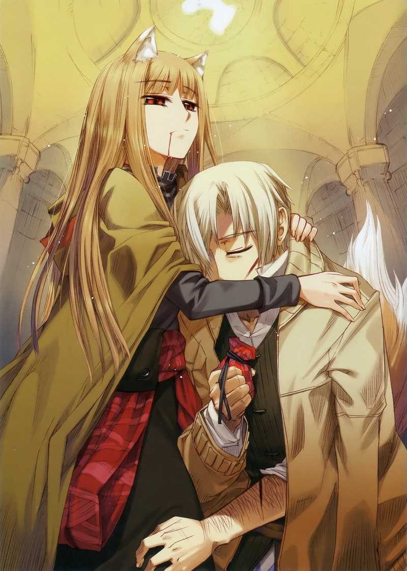Lawrence Craft, red eyes, Spice and Wolf, Okamimimi, Holo, blood, wolf ears, 2K