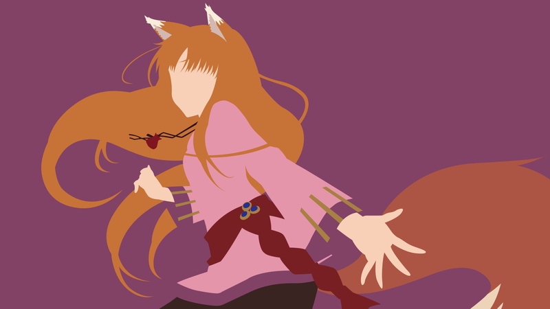 Brown Hair, 1080P, Tail, Animal Ears, Long Hair, Necklace, Belt, Holo (Spice and Wolf), Minimalist, Girl, Anime, Spice and Wolf