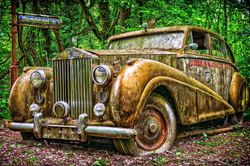 abandoned place, edelkarosse, automotive, trademarks, no people, luxury, transportation, motor vehicle, mercedes, benz, plant, oldtimer, nobel body, luxury car