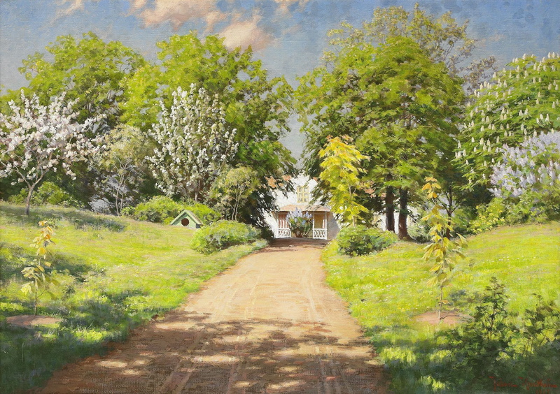 Sunny, green Color, formal Garden, leaf, house, bush, picture, spring, nature, cottage, woodland, forest, color Image, scenics, springtime, outdoors, road