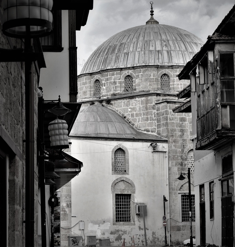 dome, built structure, religion, city, architecture, no people, tourism, place of worship, cami, antalya mediterranean, day, building, nature, sky, spirituality