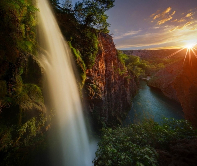 rock - object, power in nature, landscape, motion, land, flowing, scenics - nature, beauty in nature, river, yellow, flowing water, non-urban scene, no people