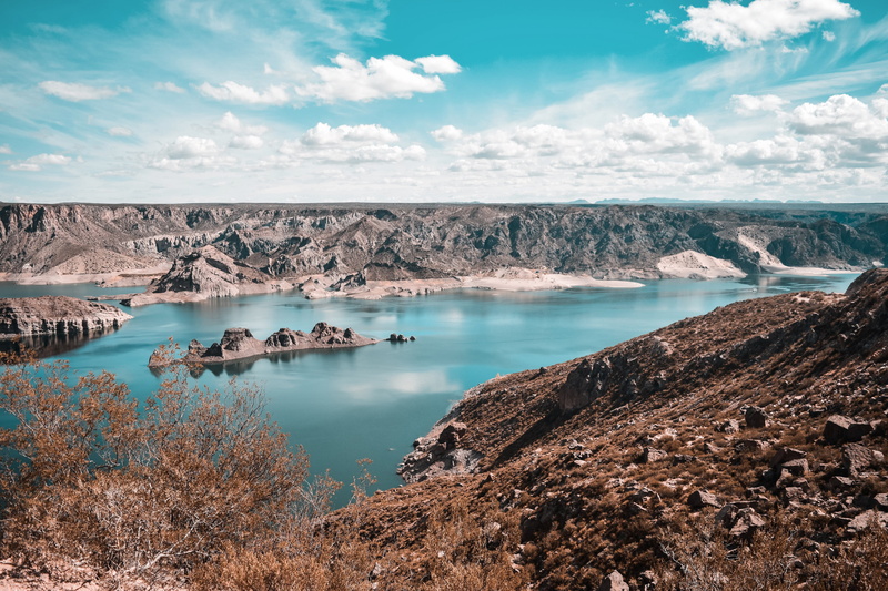non-urban scene, environment, mountains, mountain, solid, tranquil scene, scenery, argentina, water, san rafael, outdoors, 4K, ocean, no people, sky, tranquility