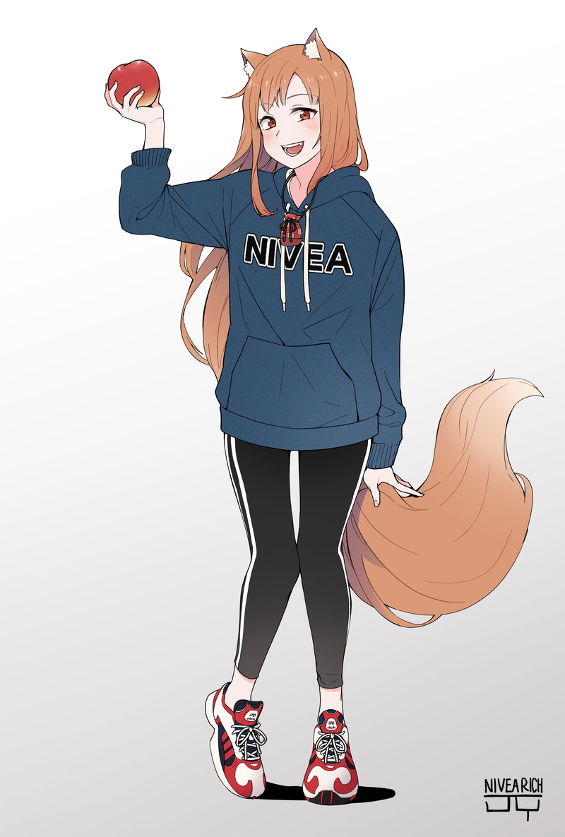 Holo, anime girls, fox girl, Spice and Wolf, 4K, kitsunemimi, apples