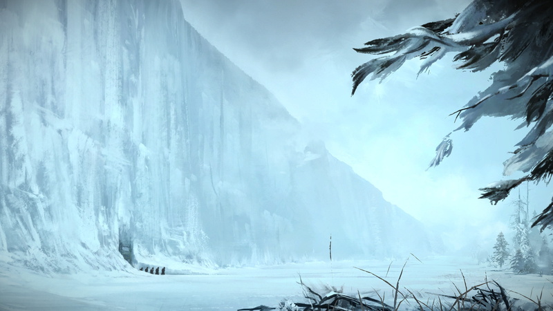 tranquility, tree, environment, 2K, fog, icicle, coniferous tree, outdoors, game of thrones a telltale games series, cloud - sky, plant, nature, mountain