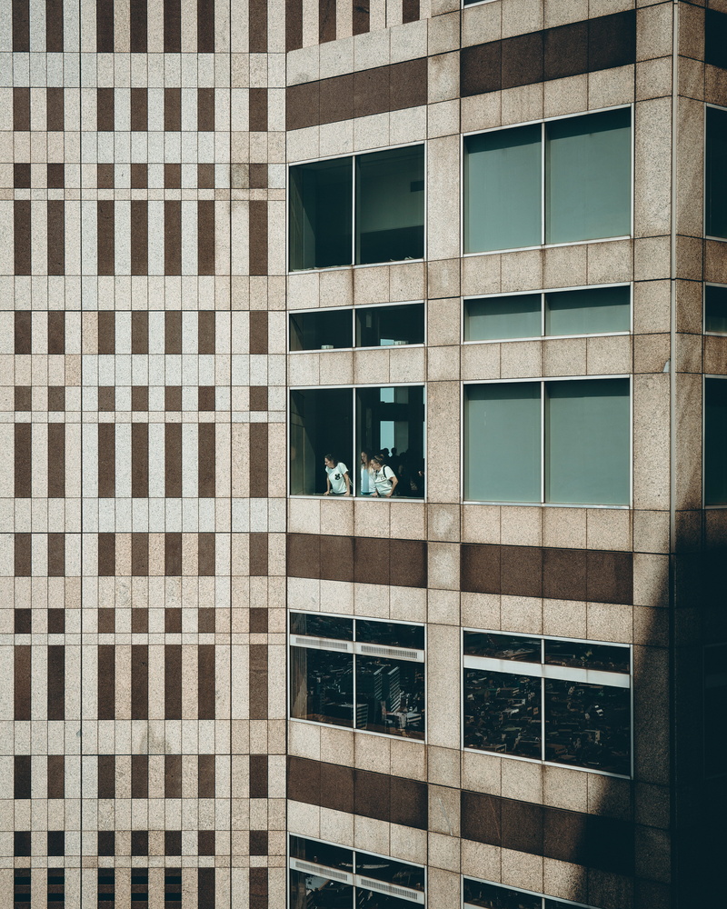 women, school uniform, day, pattern, glass, looking out the window, tokyo, reflection, glass - material, looking out, occupation, office, high, across