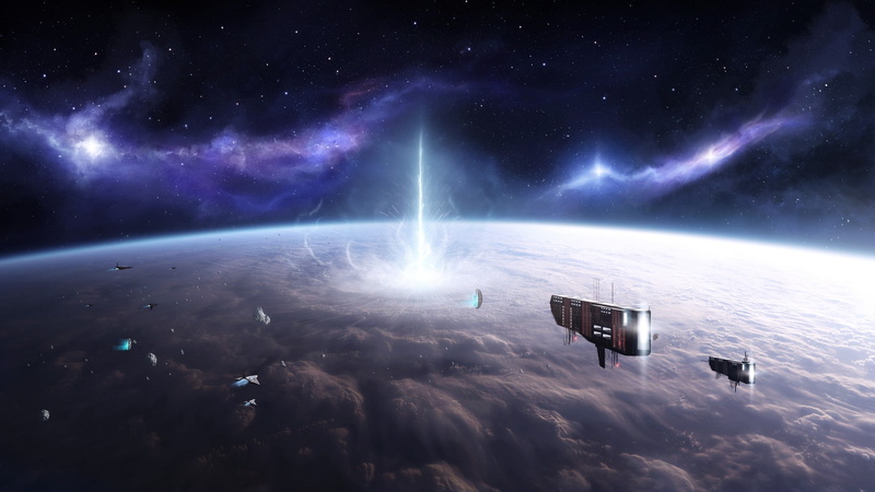 spaceship, destruction, space art, 1080P, space, planet, science fiction, clouds, stars, explosion