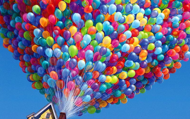 flying, decoration, event, abundance, clear sky, festival, balloons, multi colored, art, outdoors, day, up, celebration, low angle view, illust, freedom