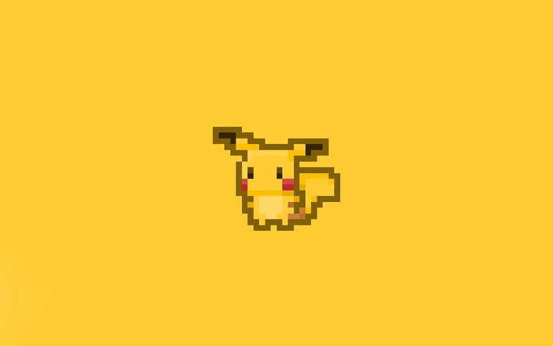 4K, multi colored, robot, directly above, yellow, still life, pixel, colored background, technology, creativity, pikachu, indoors, art, communication