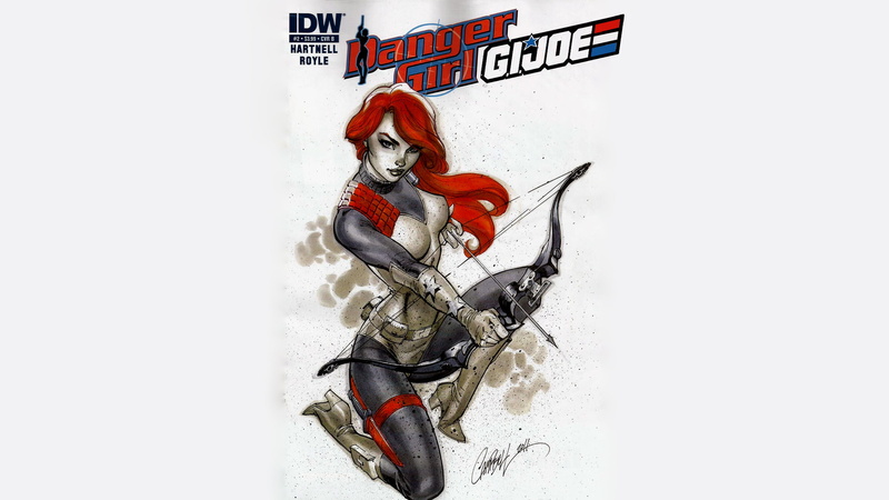 Danger Girl, 2K, J. Scott Campbell, G.I. Joe, simple background, illustration