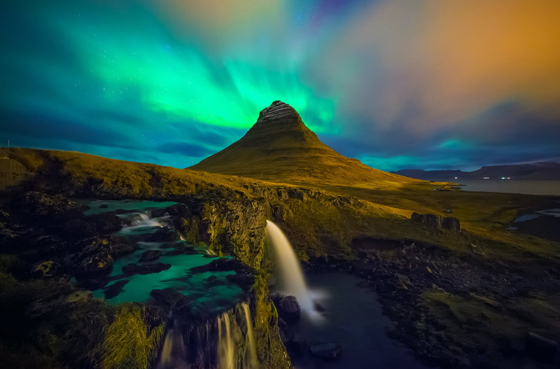 star - space, no people, astronomy, beauty in nature, aurora polaris, Iceland, near, green color, night, tranquility, aurora borealis, idyllic, water, mountain