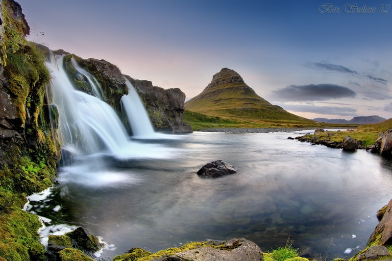 no people, flowing water, blurred motion, tranquil scene, outdoors, solid, nature, idyllic, rock - object, environment, By Ù…Ø¹Ø¶Ø§Ø¯, rock, the volcano