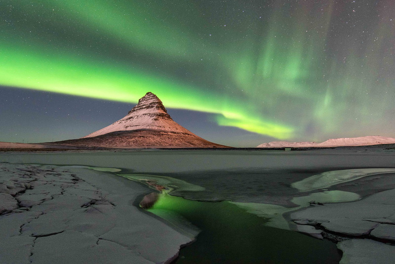 mountain, cold temperature, Northern lights, Kirkjufell, nature, no people, aurora polaris, sky, beauty in nature, water, environment, night, dramatic sky