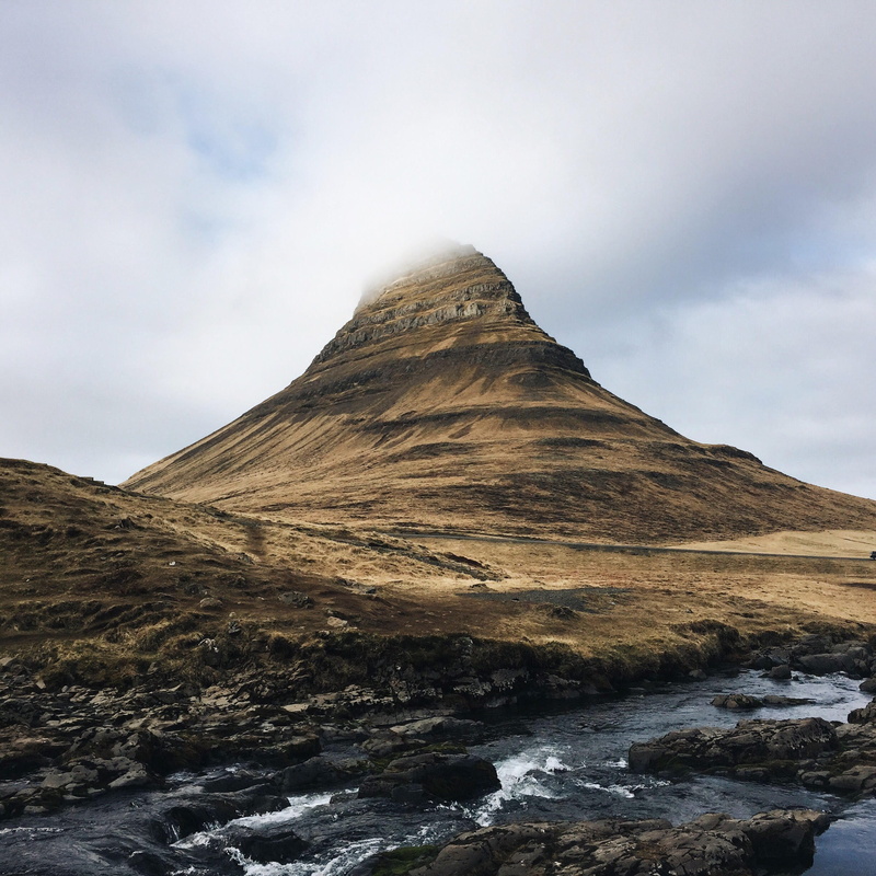 crest, land, stream, mountain ridge, idyllic, tranquil scene, solid, river, outside, outdoors, kirkjufell, peak, day, geology, monument, tranquility, environment