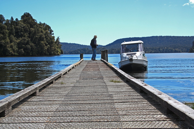 men, sky, water, pier, forest, timber, lifestyles, lake, tree, leisure activity, day, one person, standing, west coast, full length, clear sky, outdoors