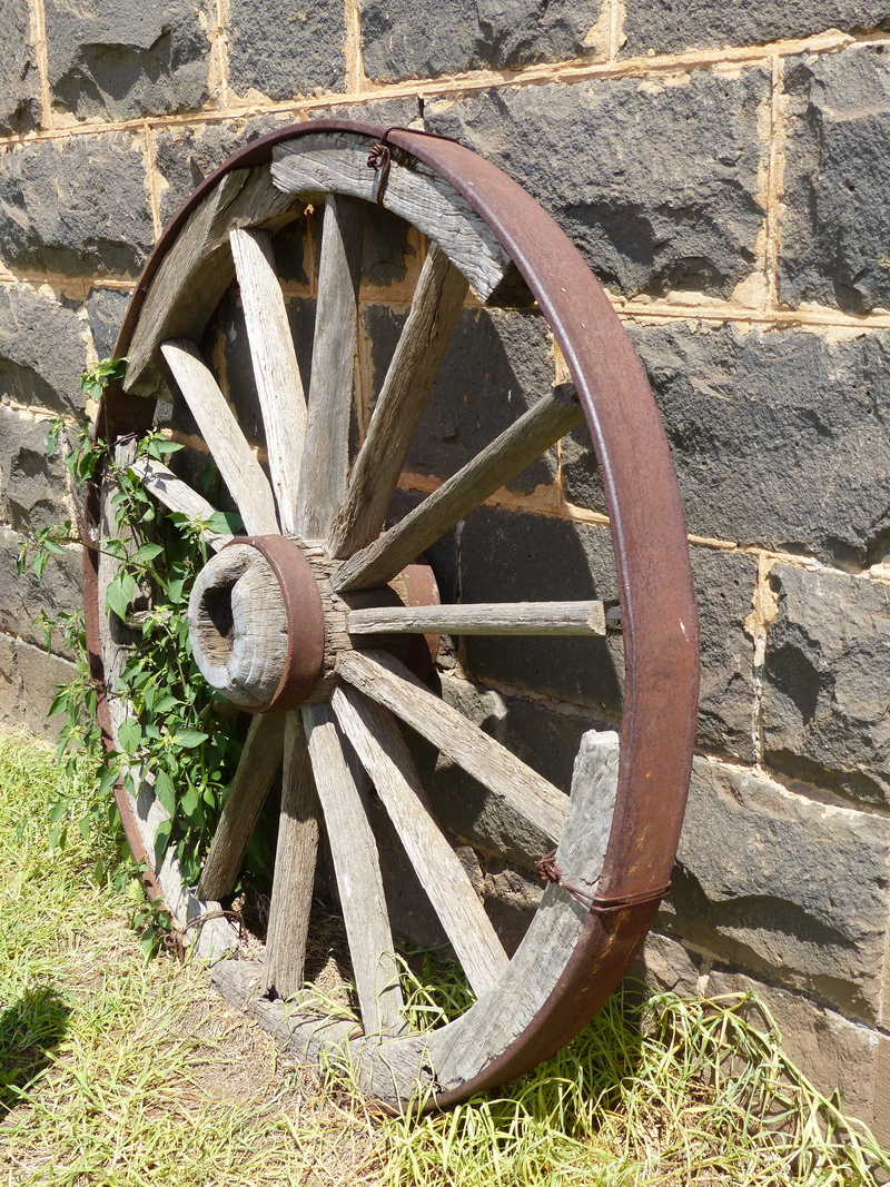 wagon, wall - building feature, 4K, nature, wall, field, circle, wheel, no people, day, architecture, close-up, built structure, background, historic