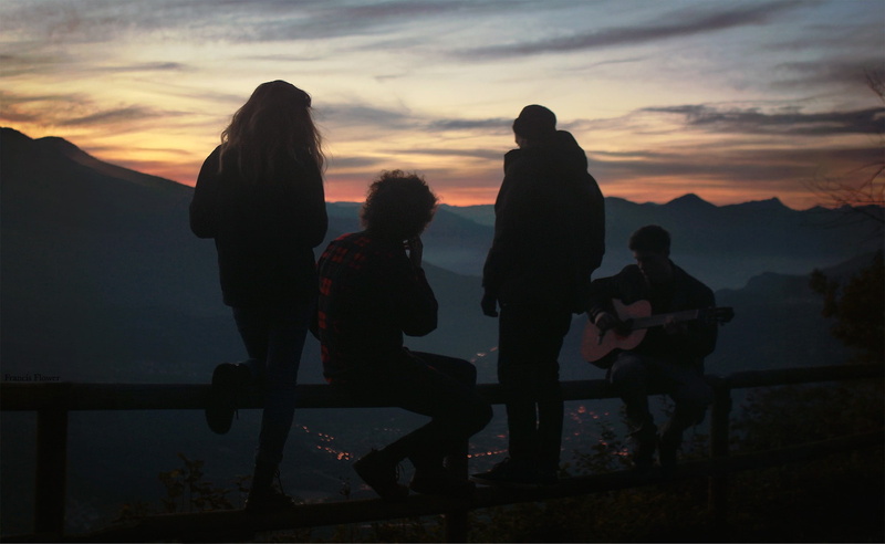 scenics - nature, silhouette, beauty in nature, leisure activity, daughter, nature, group of people, women, men, adult, real people, orange color, sunset