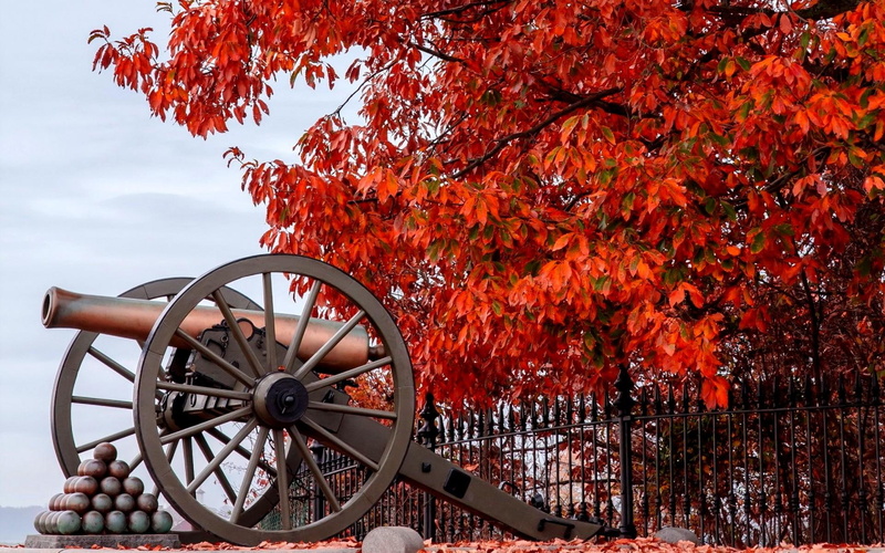 battlefield, cannon, 1080P, autumn, 3d and abstract, gettysburg