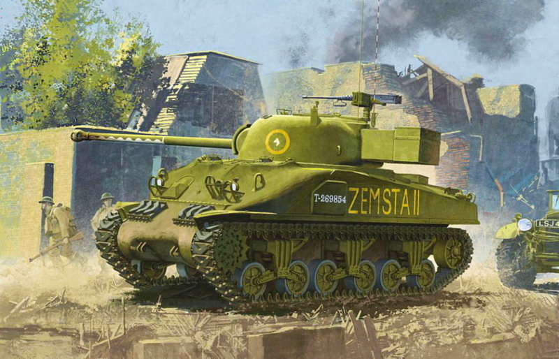 painting, 5K, tank, Sherman Firefly, ww2, war, art