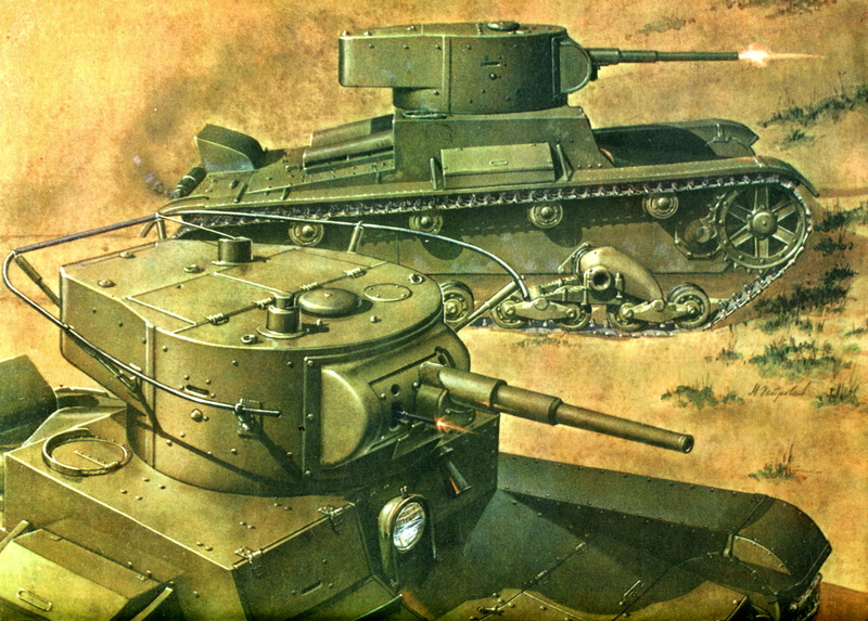 light, Soviet, art, figure, WWII, 4K, tank, T-26