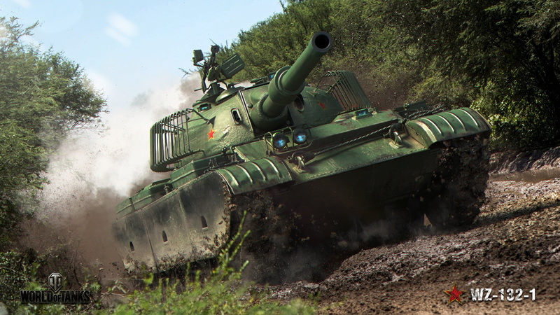 dirt, smoke, road, WZ-132-1, art, forest, World of Tanks, tank, Chinese, 1080P, easy