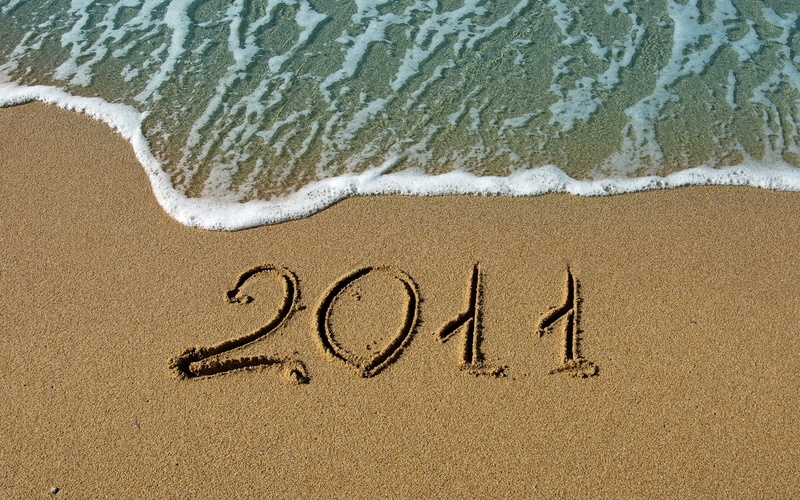 sand, outdoors, 2011, new year, figures, high angle view, positive emotion, land, motion, message, text, beaches, figure, wave, the ocean, communication