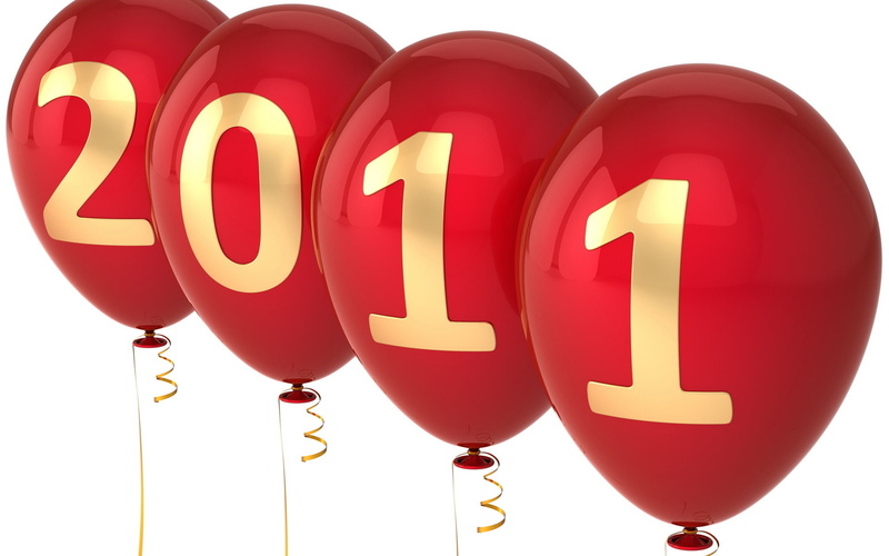 2011, new, year, balloons, red, 1080P