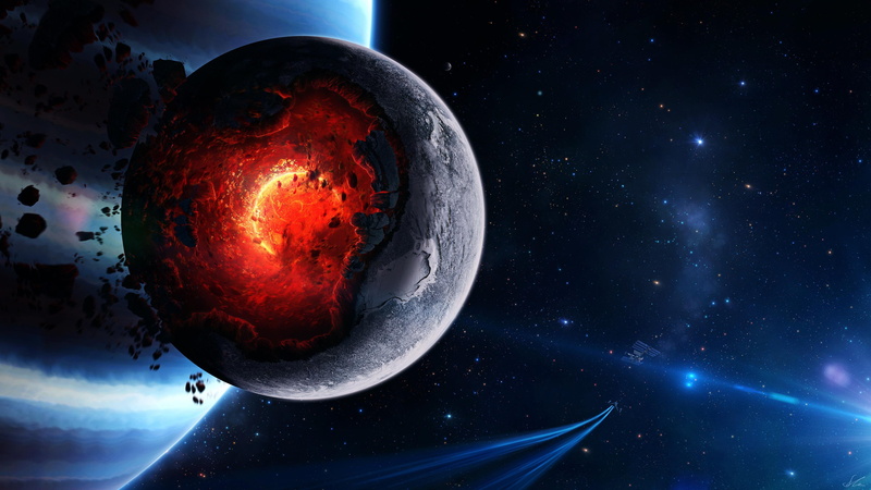 explosion, cataclysm, hd, space, art, planet, 4K, ultra, comets