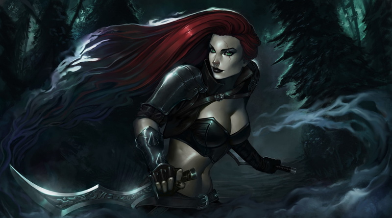 green eyes, PC gaming, 1080P, fantasy girl, redhead, katarina (league of legends), League of Legends