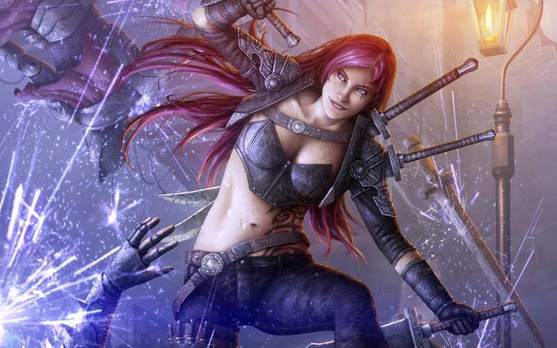 young women, League of Legends, enjoyment, adult, Katarina, one person, portrait, video games, women, beautiful woman, looking at camera, happiness, 2K