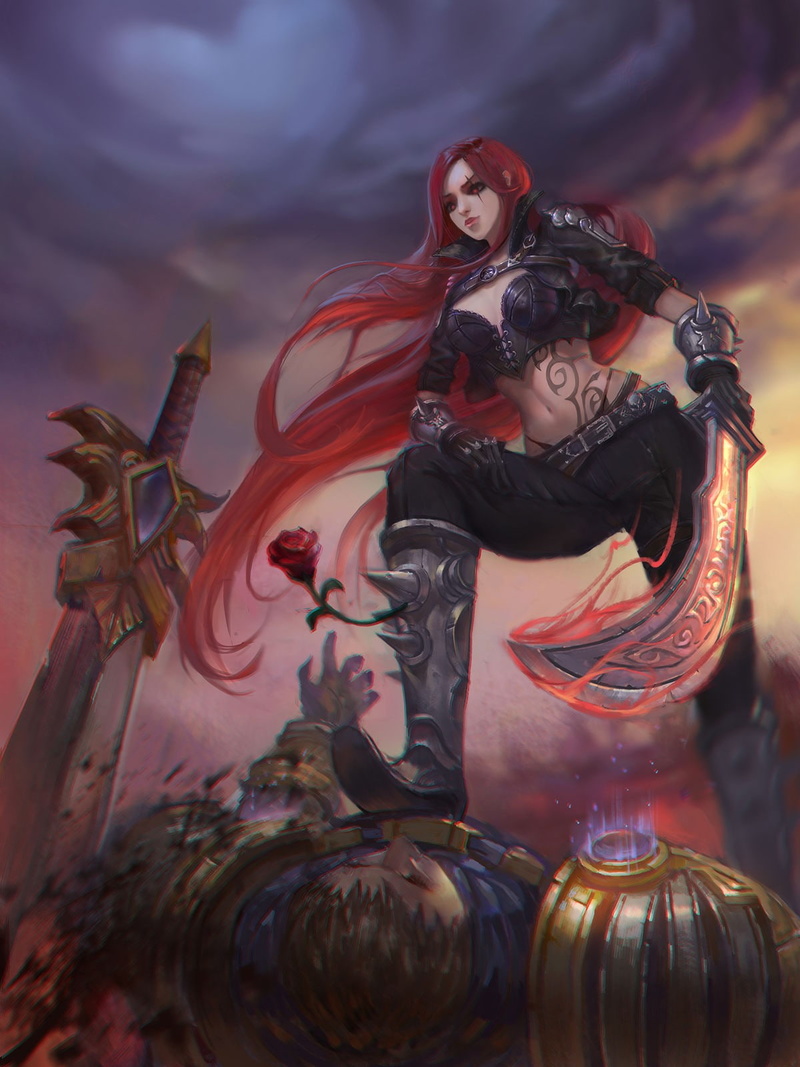 females, human representation, full length, sword, craft, katarina (league of legends), anime girls, creativity, art and craft, sculpture, beautiful woman
