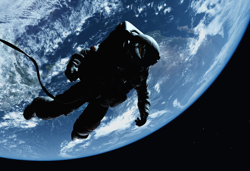 astronaut silhouette, adventure, jumping, bokeh, the output of open space, gravity, infinity star field, water, exploration, swimming, research, one Person