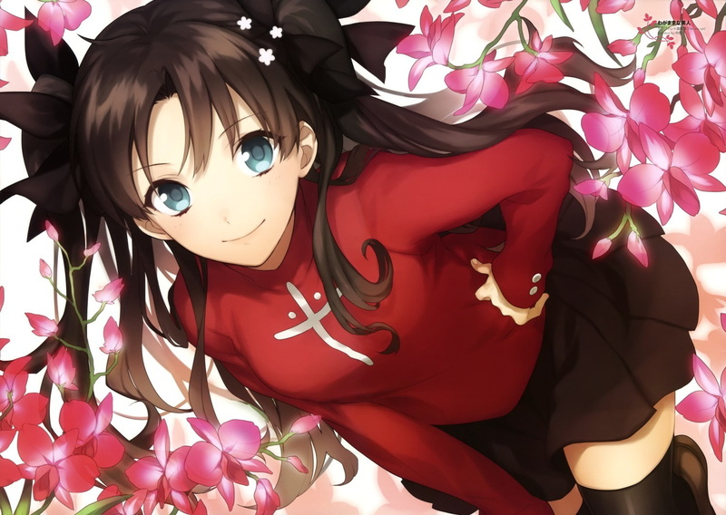 flowers, Tohsaka Rin, Type-Moon, Fate Series, 720P, anime