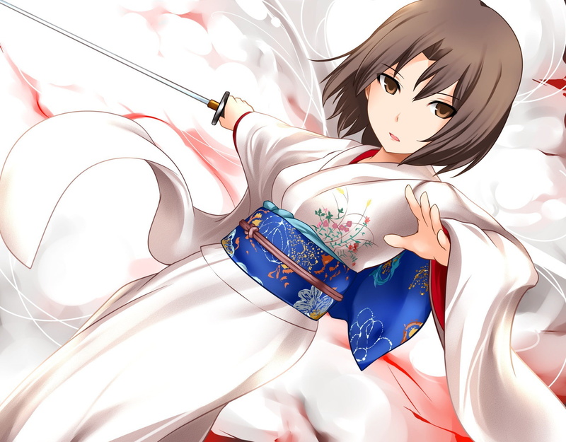 kara no kyoukai, kimono, ryougi shiki, girl, art, kyoukai, 1080P, yoshimo, katana, kara, sword