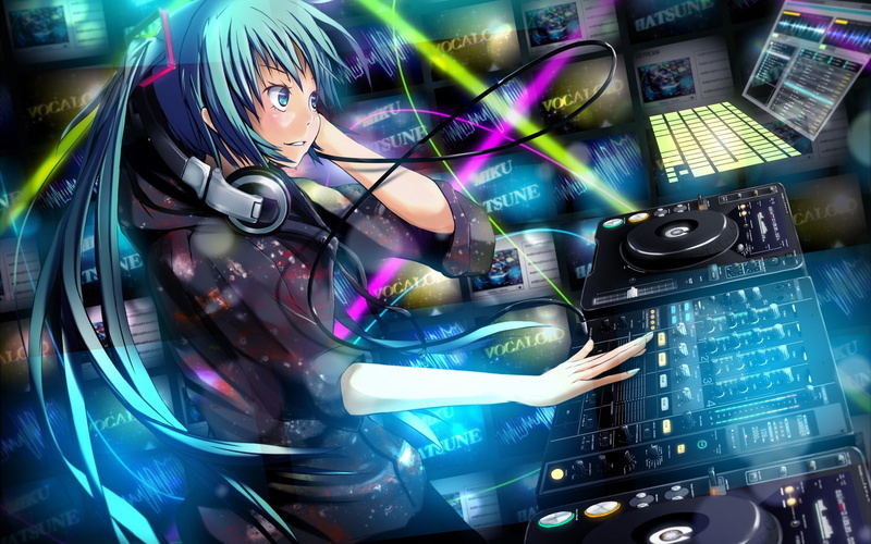 hatsune, anime, miku, luka, megurine, hair, vocaloid, art, lesbians, girls, hot, long, 1080P, monitor, headphones, yuri, hd, kissing