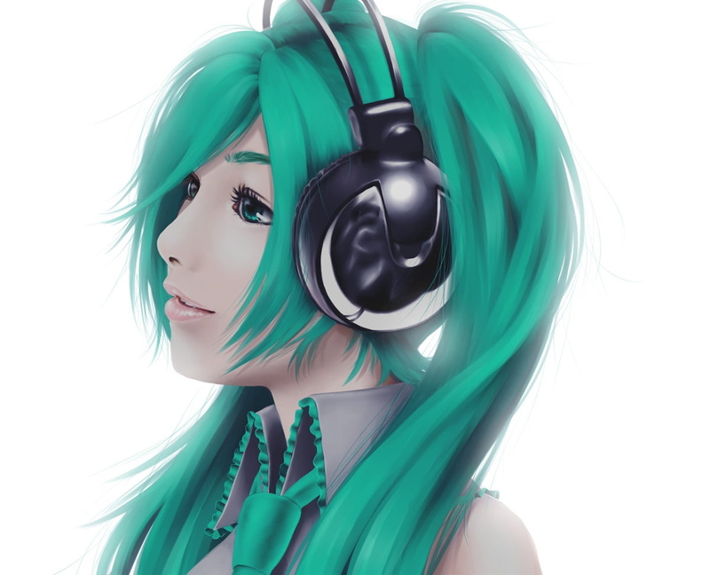 480P, art, entertainment, headphones, Music, hd, realistic, x, hatsune, girl, vocaloid, miku