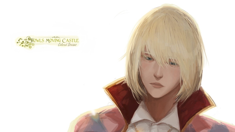 Howls Moving Castle, Howl no Ugoku Shiro, guy, 1080P, high collar, white background, face, bangs, Howl