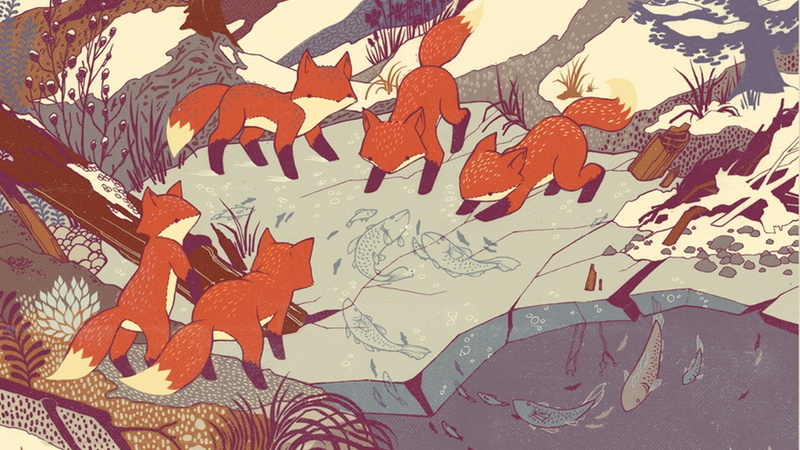 art and craft, fox, paper, fish, design, mural, creativity, representation, furry, plant part, no people, nature, orange color, wall - building feature