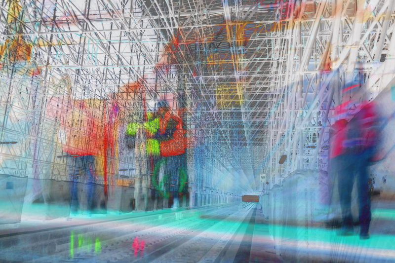 glass - material, blurred motion, working, business, 4K, people, real people, construction industry, coworker, multi colored, motion, city, men, architecture