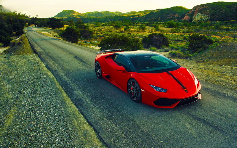 Road, huracan, 1080P, Lamborghini, Supercar, lp, Red