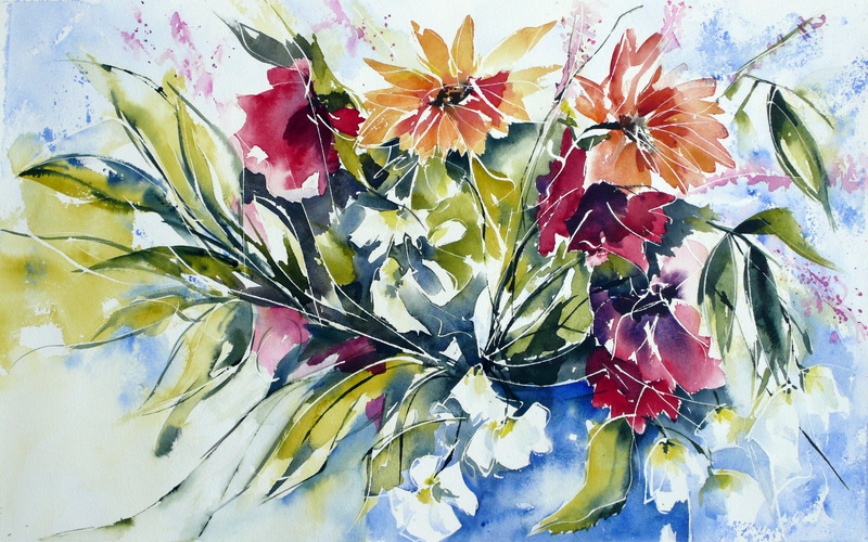 watercolor Painting, vector, flower arrangement, drawing - Art Product, flower, illustration, watercolor Paints, freshness, flowering plant, colors, beauty in nature