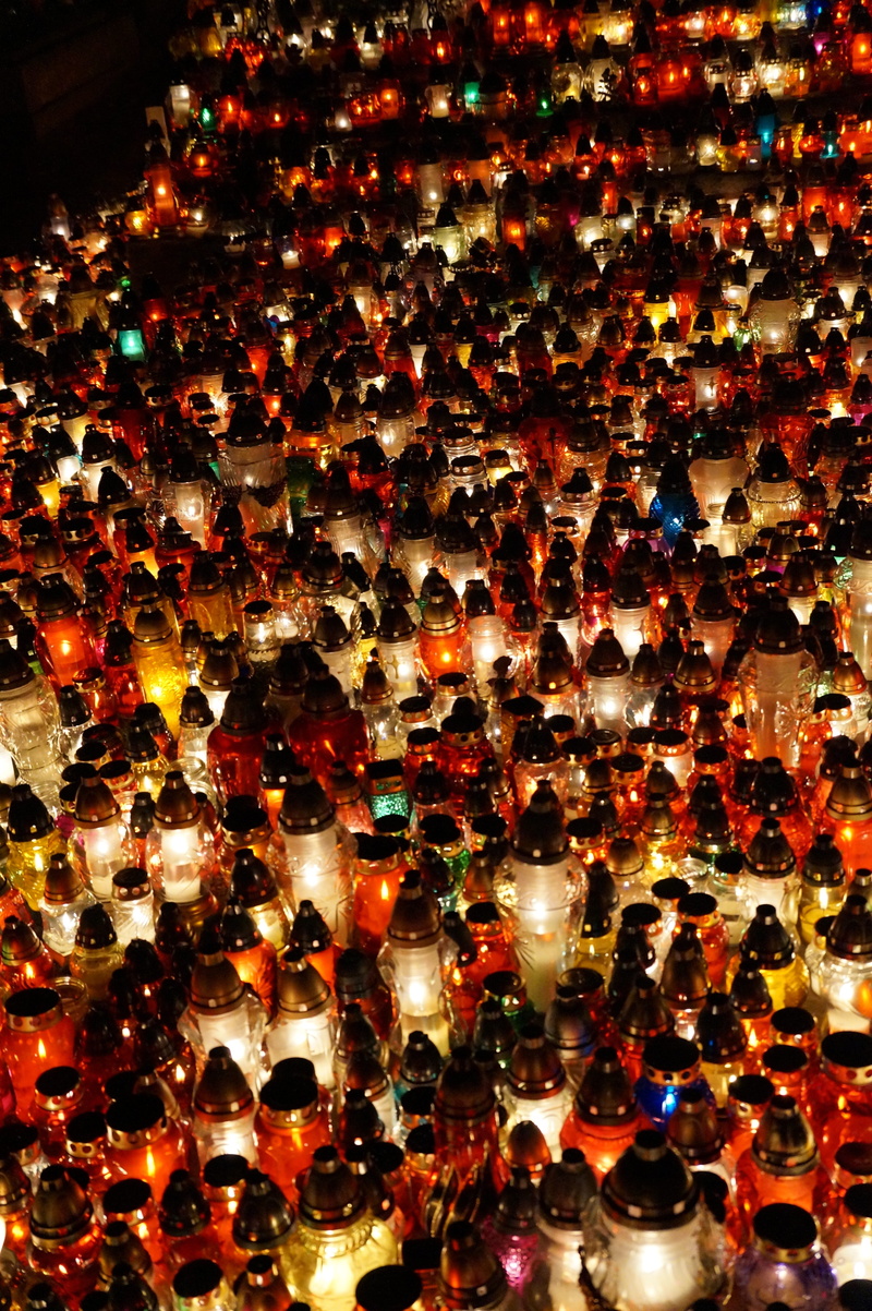 burning, abundance, All Saints Day, candlelight, architecture, high angle view, group of people, multi colored, abstraction, night, flame, large group of people