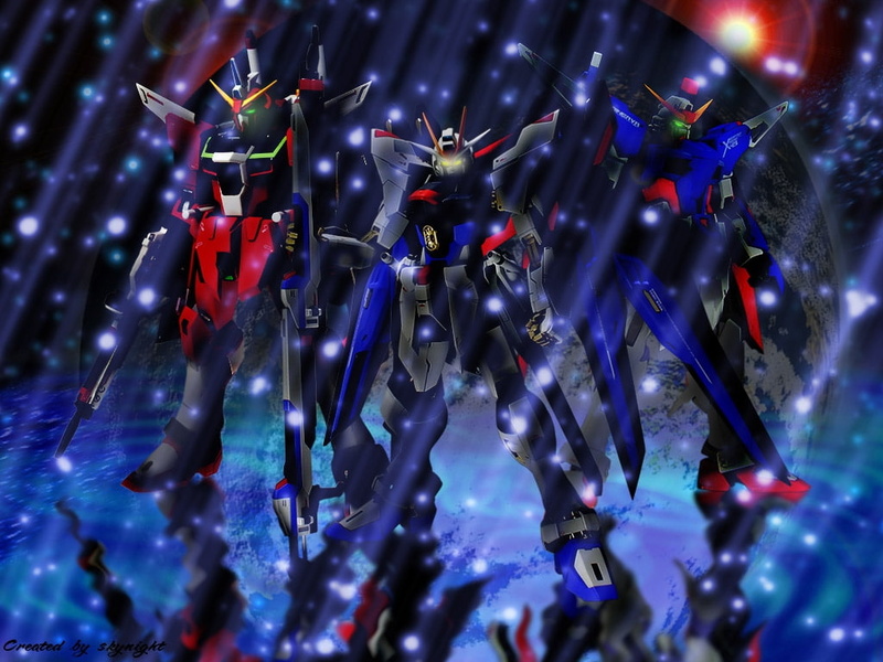 art, hd, gundam, anime, destiny, ace, infinite justice, seed, mecha, dom, 480P, trio