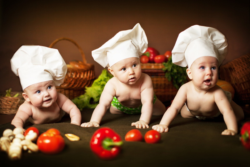 Anna Levankova, cap, innocence, 4K, child, indoors, young, childhood, males, baby, smiling, emotion, cooks, cute, white, hats, kids, people, vegetables